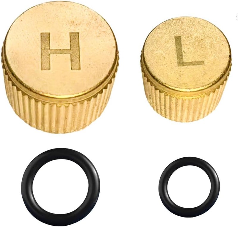Lybula Brass Car AC Valve Caps for R134a System | Heavy-Duty High & Low-Side Service Port Caps | Leak-Proof Covers for Honda, Toyota, Subaru, & More - Image 1